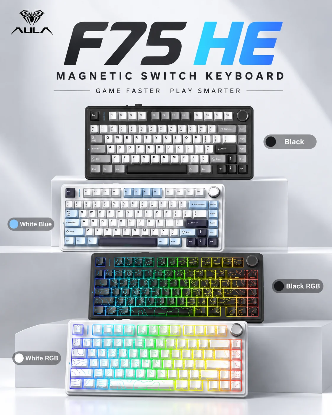Hall Effect Magnetic Switch Keyboard - AULA F75 HE Manyetik Klavye, %75