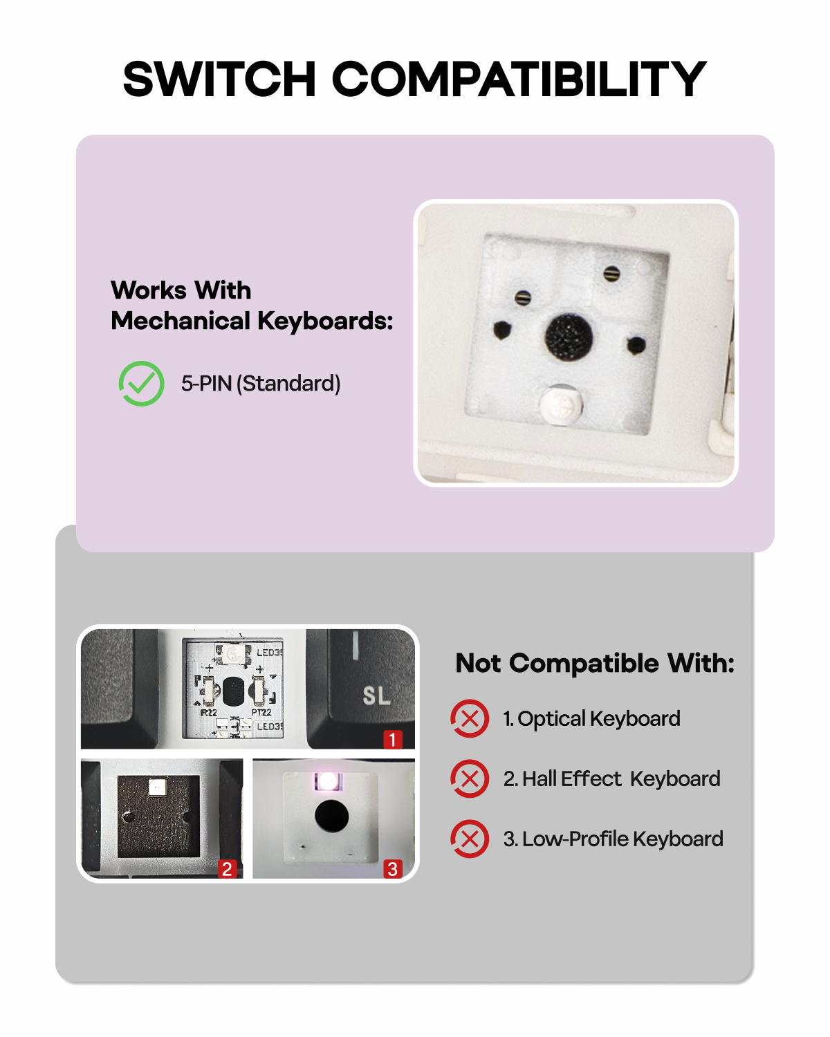 100 PCS EPOMAKER Lila Sessiz D - Hot Swap Keyboard Switch 5 Pin incelemesi ve fiyatı